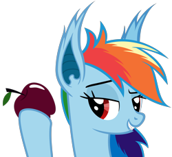 Size: 6000x5500 | Tagged: safe, artist:magister39, character:rainbow dash, species:bat pony, species:pony, absurd resolution, bat ponified, fangs, female, race swap, rainbowbat, simple background, solo, transparent background, vector