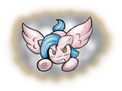 Size: 1225x909 | Tagged: safe, artist:zutcha, oc, oc only, oc:cloudy skies (pap), species:pegasus, species:pony, fanfic:founders of alexandria, angry, cloud, dive, fanfic, fanfic art, female, flying, gritted teeth, hooves, illustration, mare, ponies after people, simple background, solo, stormcloud, transparent background, wings