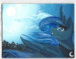 Size: 1024x792 | Tagged: safe, artist:silentwulv, character:princess luna, acrylic painting, female, moon, night, solo, traditional art