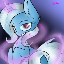 Size: 900x900 | Tagged: safe, artist:ashee, character:trixie, species:pony, species:unicorn, female, magic, mare, smiling, solo