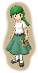 Size: 992x1920 | Tagged: safe, artist:zutcha, oc, oc only, oc:lonely day, species:human, fanfic:founders of alexandria, book, braid, clothing, cutie mark dress, cutie mark on clothes, fanfic, fanfic art, female, humanized, humanized oc, illustration, long skirt, ponies after people, shoes, simple background, skirt, solo