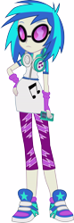 Size: 7188x21712 | Tagged: safe, artist:sugar-loop, character:dj pon-3, character:vinyl scratch, episode:music to my ears, equestria girls:rainbow rocks, g4, my little pony: equestria girls, my little pony:equestria girls, .ai available, .svg available, absurd resolution, adobe illustrator, background human, clothing, female, hand on hip, headphones, ipod, shoes, simple background, sneakers, solo, sunglasses, transparent background, vector