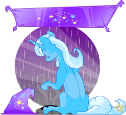 Size: 1024x934 | Tagged: safe, artist:amberpendant, character:trixie, species:pony, species:unicorn, female, mare, rain, solo
