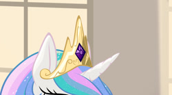 Size: 1018x568 | Tagged: safe, artist:styroponyworks, character:princess celestia, crown, female, horn, solo