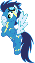 Size: 1600x2839 | Tagged: safe, artist:chainchomp2, character:soarin', species:pegasus, species:pony, episode:rarity investigates, g4, my little pony: friendship is magic, .svg available, alternate versions at source, butt wings, crossed arms, goggles, high res, male, simple background, solo, stallion, transparent background, vector, wonderbolts uniform