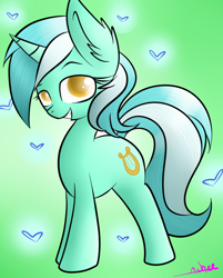 Size: 792x984 | Tagged: safe, artist:ashee, character:lyra heartstrings, species:pony, species:unicorn, colored pupils, female, heart, looking at you, smiling, solo