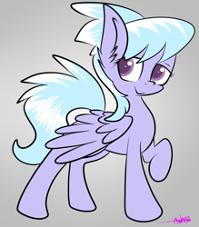 Size: 845x966 | Tagged: safe, artist:ashee, character:cloudchaser, species:pegasus, species:pony, female, mare, raised hoof, simple background, solo
