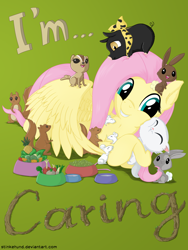 Size: 3000x4000 | Tagged: safe, artist:stinkehund, part of a set, character:fluttershy, species:pegasus, species:pony, species:rabbit, bowl, cat, female, fluffy, mouse, p-chan, pig, pineapple, ranma 1/2, ryoga hibiki, squirrel, twig
