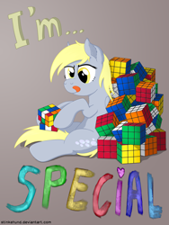 Size: 3000x4000 | Tagged: safe, artist:stinkehund, part of a set, character:derpy hooves, species:pegasus, species:pony, female, fluffy, rubik's cube, solo