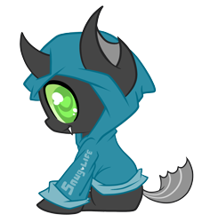 Size: 2225x2358 | Tagged: safe, artist:starlightlore, oc, oc only, oc:omni, species:changeling, changeling oc, clothing, cute, cuteling, hoodie, simple background, transparent background