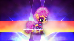 Size: 3840x2160 | Tagged: safe, artist:alexstrazse, artist:game-beatx14, character:scootaloo, species:pegasus, species:pony, clothing, costume, female, solo, wallpaper