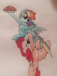 Size: 1280x1707 | Tagged: safe, artist:kittyhawk-contrail, character:pinkie pie, character:rainbow dash, traditional art