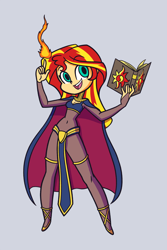 Size: 1000x1500 | Tagged: safe, artist:khuzang, character:sunset shimmer, my little pony:equestria girls, belly button, cleavage, crossover, female, fire emblem, fire emblem: awakening, loincloth, magic, see-through, solo, tharja