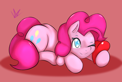 Size: 3952x2664 | Tagged: safe, artist:wolfy-pony, character:pinkie pie, cute, diapinkes, female, solo, valentine's day