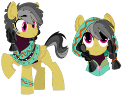 Size: 1200x933 | Tagged: safe, artist:dbkit, character:daring do, aztec, clothing, headcanon, nochtli, north america, poncho, prickly pear