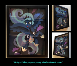 Size: 1325x1132 | Tagged: safe, artist:the-paper-pony, character:princess luna, craft, female, photo, shadowbox, solo, spread wings, wings