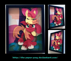 Size: 1325x1132 | Tagged: safe, artist:the-paper-pony, character:apple bloom, character:big mcintosh, species:earth pony, species:pony, craft, male, papercraft, shadowbox, stallion