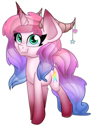 Size: 2971x3955 | Tagged: safe, artist:partylikeanartist, oc, oc only, oc:rainbow star, cute, gradient hair, gradient hooves, hybrid, looking at you, simple background, smiling, solo, transparent background, wingding eyes