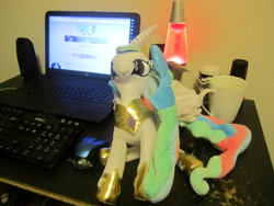 Size: 4320x3240 | Tagged: safe, artist:onlyfactory, character:princess celestia, /mlp/, 4chan, absurd resolution, bootleg, derp, irl, photo, plushie, printheth thun, you had one job