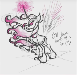 Size: 778x767 | Tagged: safe, artist:lauren faust, community related, character:oleander, species:classical unicorn, them's fightin' herds, concept art, leonine tail, youtube link