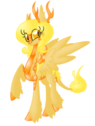 Size: 942x1240 | Tagged: safe, artist:australian-senior, oc, oc only, oc:delly invictus, species:kirin, alternate universe, antlers, colored hooves, colored sclera, curiosity core, golden eyes, kirindos, ponified, portal (valve), scales, simple background, solo, transparent background, unshorn fetlocks