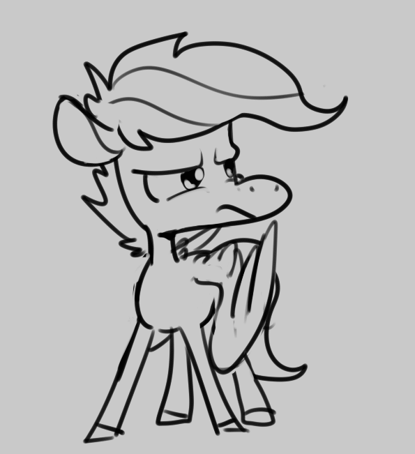 Size: 595x651 | Tagged: safe, artist:enma-darei, character:scootaloo, species:pegasus, species:pony, animated, boop, disembodied hoof, female, monochrome, non-consensual booping, nonconsensual, simple background
