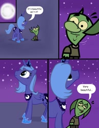 Size: 1685x2168 | Tagged: safe, artist:cartuneslover16, character:princess luna, comic, comic sans, crossover, crossover shipping, jimmy two shoes, text, wat