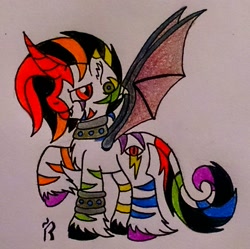 Size: 1105x1102 | Tagged: safe, artist:dawn-designs-art, oc, oc only, oc:prince blackbow, species:alicorn, species:pony, alicorn oc, donut steel, edgelord, edgy, original character do not steal, solo, traditional art, unshorn fetlocks
