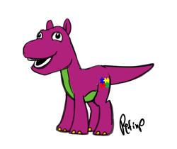 Size: 3000x2521 | Tagged: safe, artist:petirep, barney, barneyfag, biased, crossover, derp, nightmare fuel, ponified, shitposting, simple background, solo, wat, white background, why