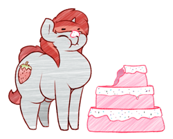 Size: 1081x869 | Tagged: safe, artist:nom-sympony, oc, oc only, oc:fade, cake, chubby, chubby cheeks, cute, food, frosting, solo