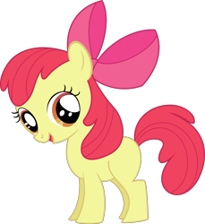 Size: 3959x4320 | Tagged: safe, artist:iknowpony, artist:lauren faust, character:apple bloom, species:earth pony, species:pony, .svg available, blank flank, bow, female, filly, foal, hair bow, hooves, looking at you, open mouth, simple background, solo, transparent background, vector