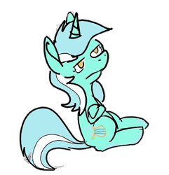 Size: 493x511 | Tagged: source needed, safe, artist:enma-darei, character:lyra heartstrings, colored, crossed hooves, female, sitting, solo