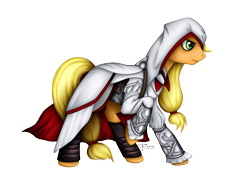 Size: 3508x2480 | Tagged: safe, alternate version, artist:renaphin, character:applejack, assassin, assassin's creed, ezio auditore, female, simple background, solo, transparent background, video game