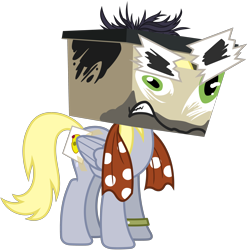 Size: 3000x3027 | Tagged: safe, artist:pirill, character:derpy hooves, character:doctor caballeron, episode:stranger than fanfiction, cardboard box, clothing, cosplay, costume, doctor cardboarderon, fake cutie mark, female, scarf, simple background, solo, transparent background, vector