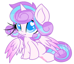 Size: 2398x2095 | Tagged: safe, artist:starlightlore, character:princess flurry heart, cute, eyelashes, female, flurrybetes, grin, heart eyes, simple background, sitting, smiling, solo, spread wings, transparent background, wingding eyes, wings