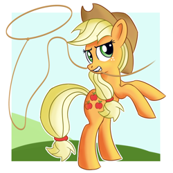 Size: 1800x1800 | Tagged: safe, artist:atmosseven, character:applejack, female, rope, solo