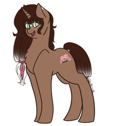 Size: 777x769 | Tagged: safe, artist:liefsong, oc, oc only, oc:chocolate crinkle, species:pony, species:unicorn, cute, freckles, hair bow, hair ribbon, solo, tail bow