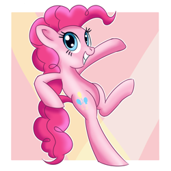 Size: 1800x1800 | Tagged: safe, artist:atmosseven, character:pinkie pie, species:earth pony, species:pony, female, looking up, mare, smiling, solo