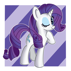 Size: 1800x1800 | Tagged: safe, artist:atmosseven, character:rarity, species:pony, species:unicorn, female, looking at you, mare, one eye closed, raised hoof, smiling, solo, wink