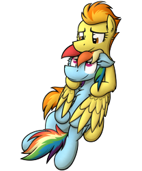Size: 3472x4176 | Tagged: safe, artist:moemneop, character:rainbow dash, character:spitfire, ship:spitdash, female, four-limbed hug, hug, hug from behind, lesbian, shipping, winghug