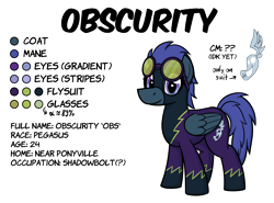 Size: 3000x2220 | Tagged: safe, artist:moemneop, oc, oc only, oc:obscurity, clothing, costume, reference sheet, shadowbolts, shadowbolts costume, simple background, solo, transparent background
