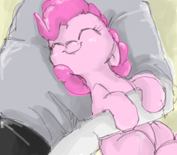 Size: 1600x1400 | Tagged: safe, artist:buttersprinkle, character:pinkie pie, species:earth pony, species:human, species:pony, buttersprinkle is trying to murder us, cute, diapinkes, eyes closed, female, floppy ears, hug, human on pony snuggling, mare, nuzzling, sitting, smiling, snuggling