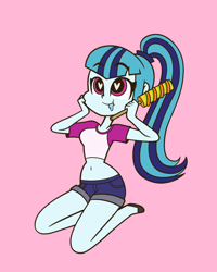 Size: 1200x1500 | Tagged: safe, artist:khuzang, character:sonata dusk, equestria girls:rainbow rocks, g4, my little pony: equestria girls, my little pony:equestria girls, :t, belly button, clothing, cute, drool, eating, female, food, heart eyes, midriff, popsicle, short shirt, simple background, smiling, solo, wingding eyes