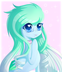 Size: 2024x2352 | Tagged: safe, artist:fluffymaiden, oc, oc only, oc:amaranthine sky, species:pegasus, species:pony, big eyes, chibi, choker, cute, heart eyes, ocbetes, piercing, solo, tongue out, wingding eyes