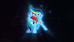 Size: 1191x670 | Tagged: safe, artist:blackgryph0n, artist:drakesparkle44, character:rainbow dash, species:pegasus, species:pony, female, mare, solo, spread wings, triangle, vector, wallpaper, wings