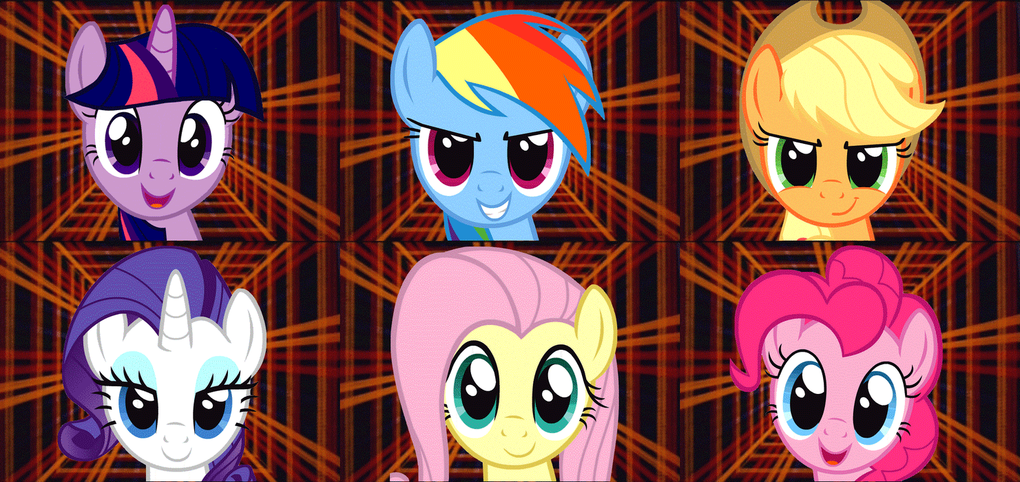 Size: 1481x700 | Tagged: safe, artist:blackgryph0n, edit, character:applejack, character:fluttershy, character:pinkie pie, character:rainbow dash, character:rarity, character:twilight sparkle, animated, female, gif, gone to plaid, ludicrous speed, mane six, plaid, spaceballs the tag