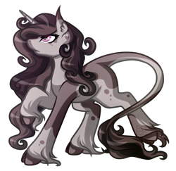 Size: 3687x3587 | Tagged: safe, artist:amazing-artsong, oc, oc only, oc:tenebris silva, species:classical unicorn, species:pony, cloven hooves, female, leonine tail, mare, simple background, solo, transparent background, unshorn fetlocks