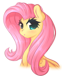 Size: 1280x1549 | Tagged: safe, artist:fluffymaiden, character:fluttershy, blushing, bust, cute, eyelashes, female, looking at you, open mouth, portrait, shyabetes, simple background, solo, white background