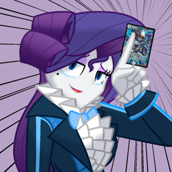 Size: 1000x1000 | Tagged: safe, artist:geraritydevillefort, character:rarity, my little pony:equestria girls, clothing, crossover, duel masters, female, rarifort, solo, the count of monte cristo, villefort