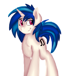 Size: 797x916 | Tagged: safe, artist:capseys, artist:jbond, edit, character:dj pon-3, character:vinyl scratch, chest fluff, color edit, colored, female, painting, simple background, solo, white background
